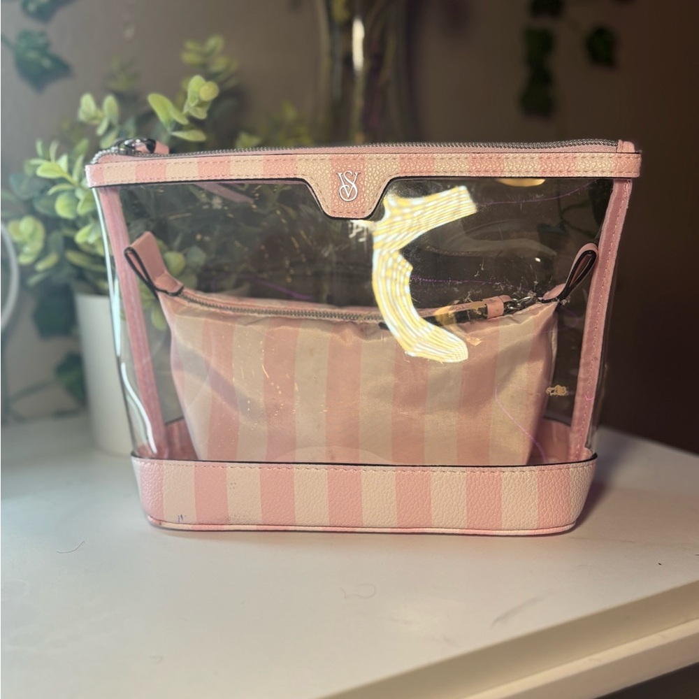 Victoria's Secret Pink Striped Clear Tote Bag